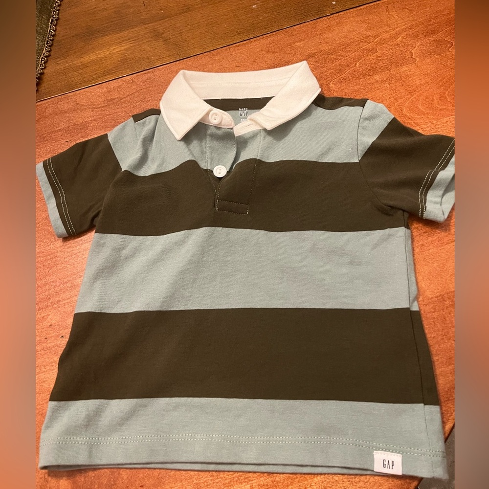 GAP Kids Striped Polo Shirt - green